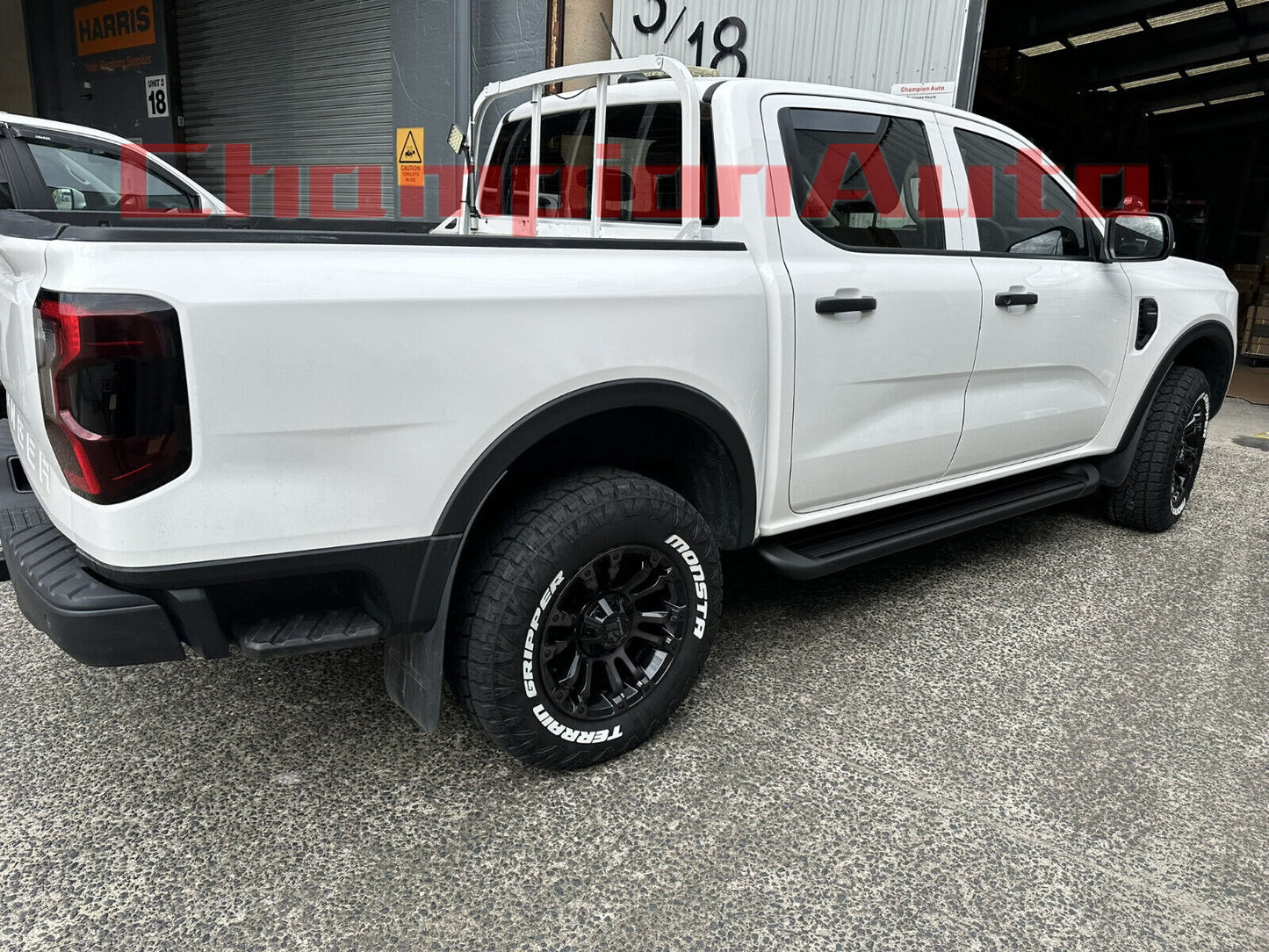 A PAIR Black Side Steps For NEXT GEN Ford Ranger Dual Cab 2022-2024 (CBB)