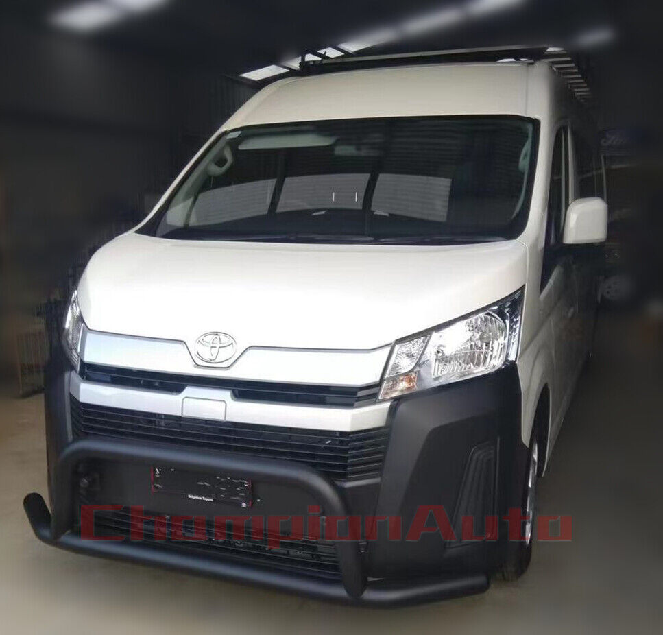 WIDE Matt Black Steel Nudge Bar For the New Toyota Hiace SLWB  05/2019- 2024