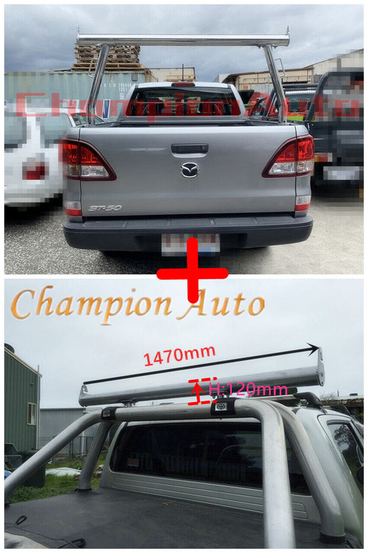 Polished Silver Alloy Ladder Rack + Extension Bar for Mazda BT50 2008-2011