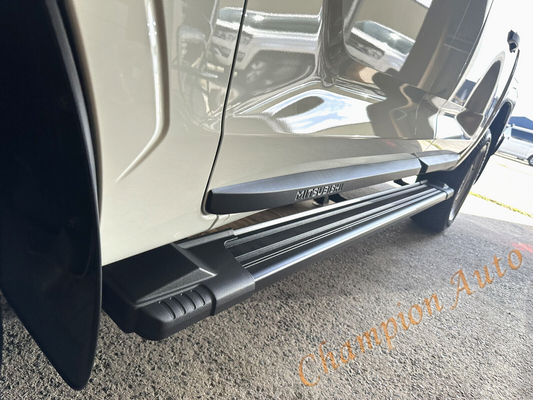 BLACK Alloy side steps For All-New Mitsubishi MV Triton Dual Cab 2024+ (HD24)
