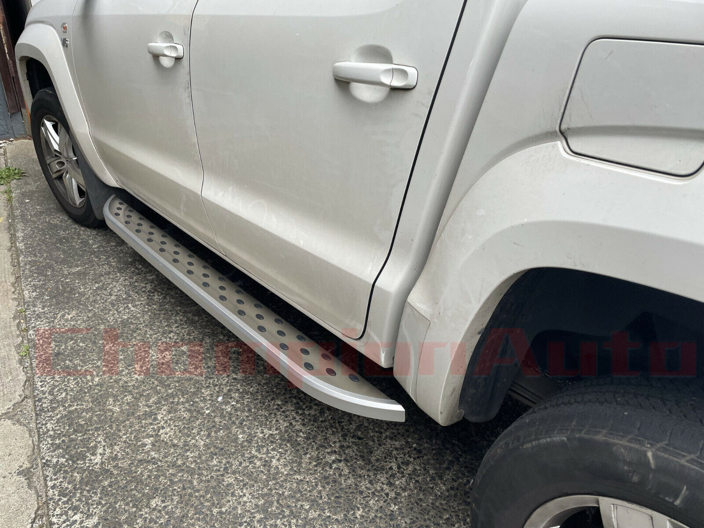 A pair of Silver Side Steps Running Boards Aluminium For Amarok  2010- 2022