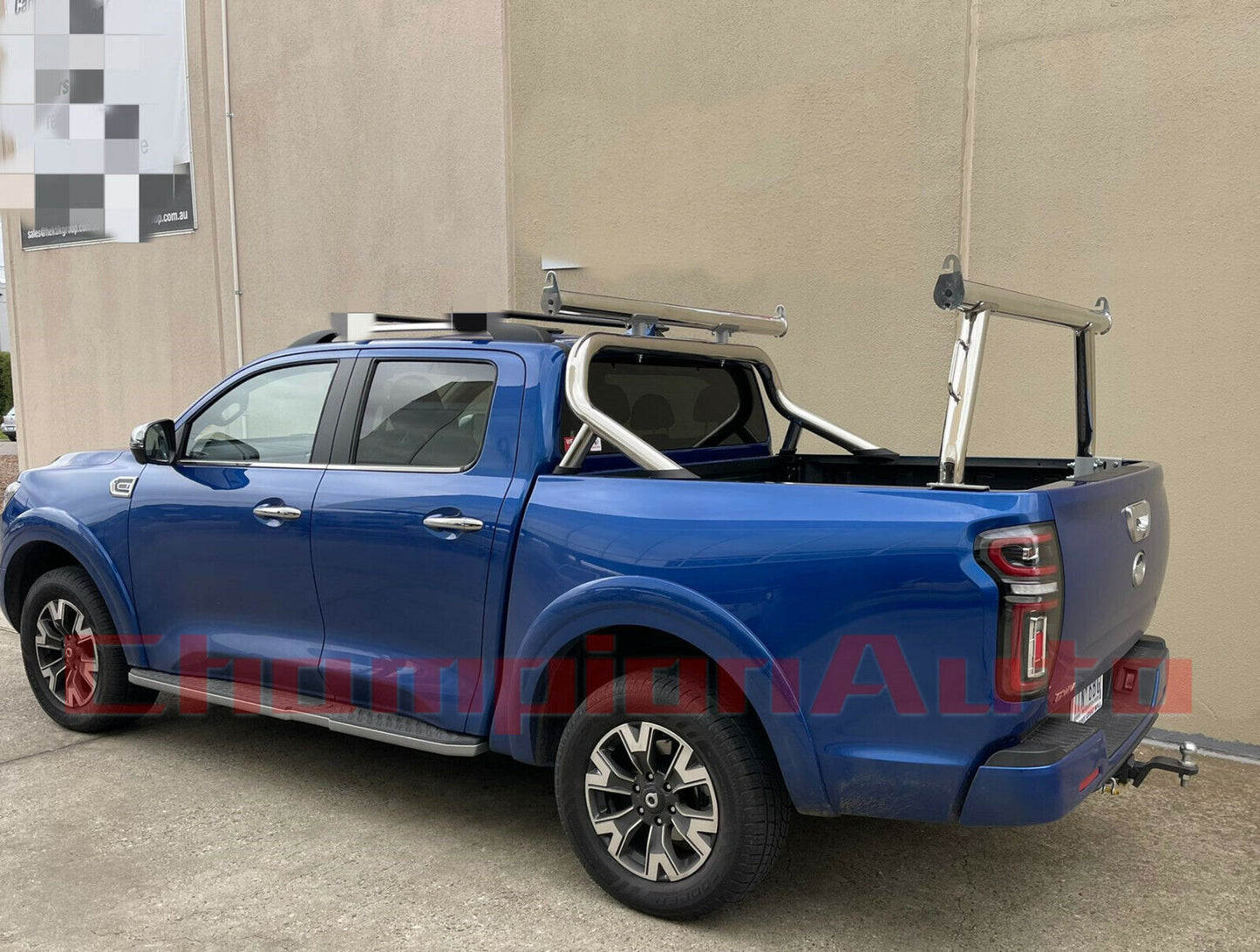 Polished Chrome Ladder Rack with extension bar for GWM Cannon 2021-2024 tub