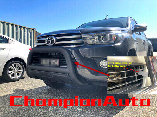 3.5" Matt Sandy Black Powder Coated Steel Nudge Bar For Toyota Hilux 2005-2014