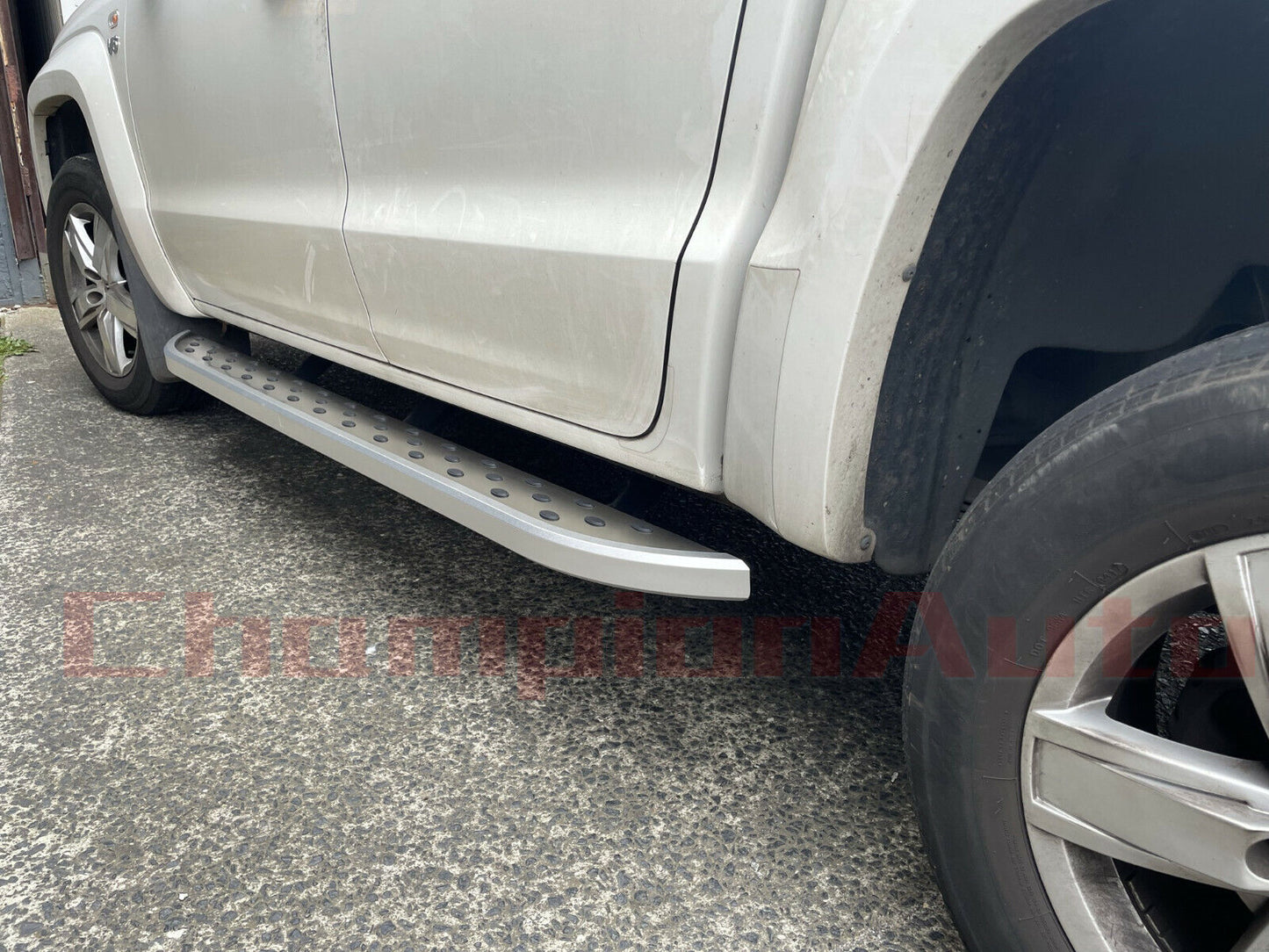 A pair of Silver Side Steps Running Boards Aluminium For Amarok  2010- 2022