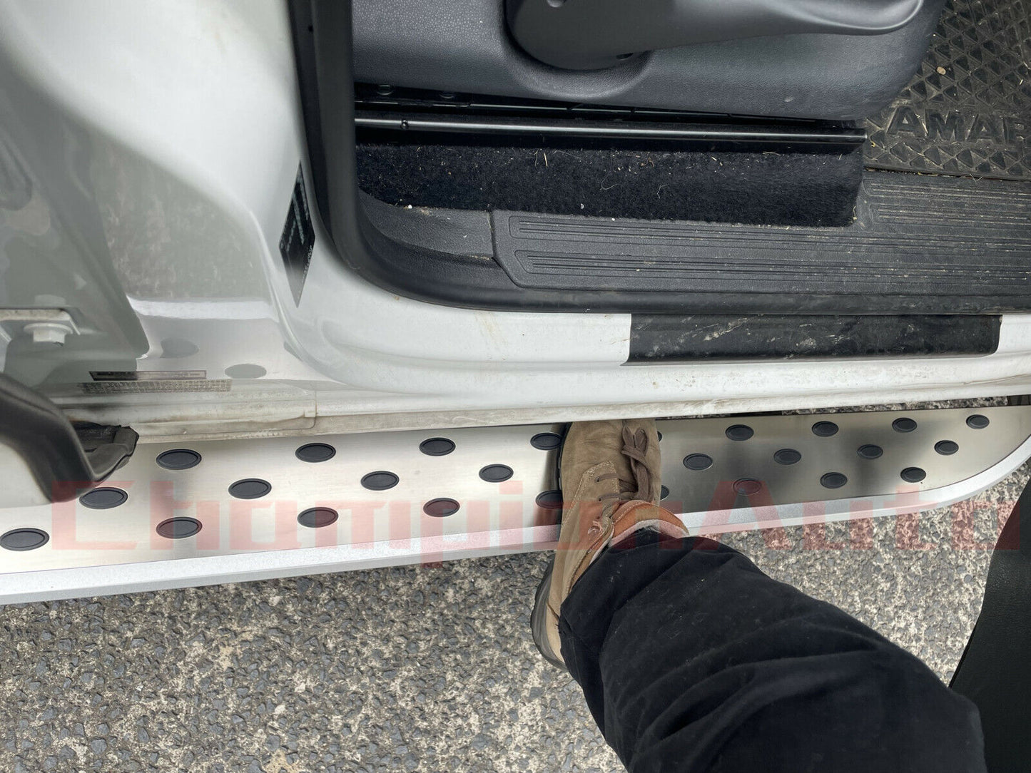 A pair of Silver Side Steps Running Boards Aluminium For Amarok  2010- 2022