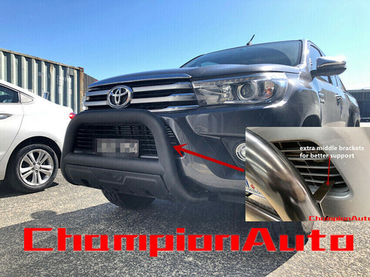 Matt Sandy Black Steel Nudge Bar 3.5'' FOR Toyota Hilux 2015 - 2020