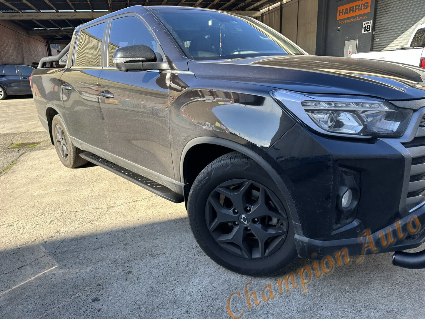 Black steel Side Steps for SsangYong Musso Dual Cab all models 2019 -2024(shark)