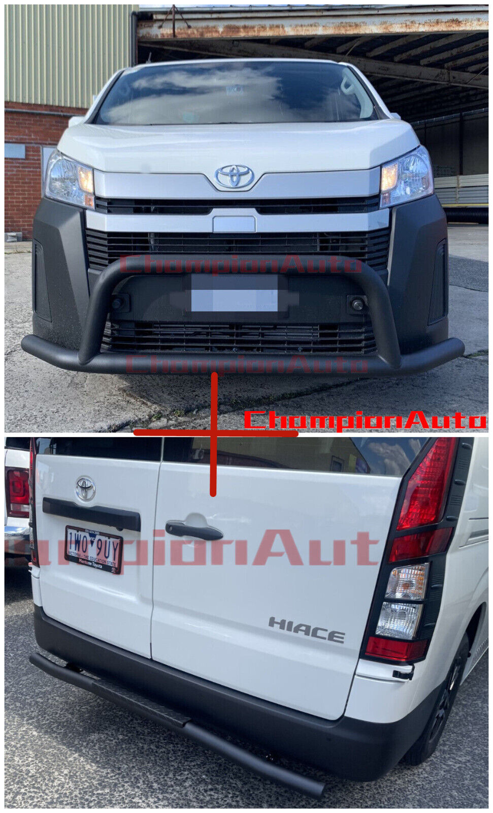 WIDE Nudge Bar AND Rear Bar Rear Step for Toyota Hiace LWB SLWB 05/2019 -2024