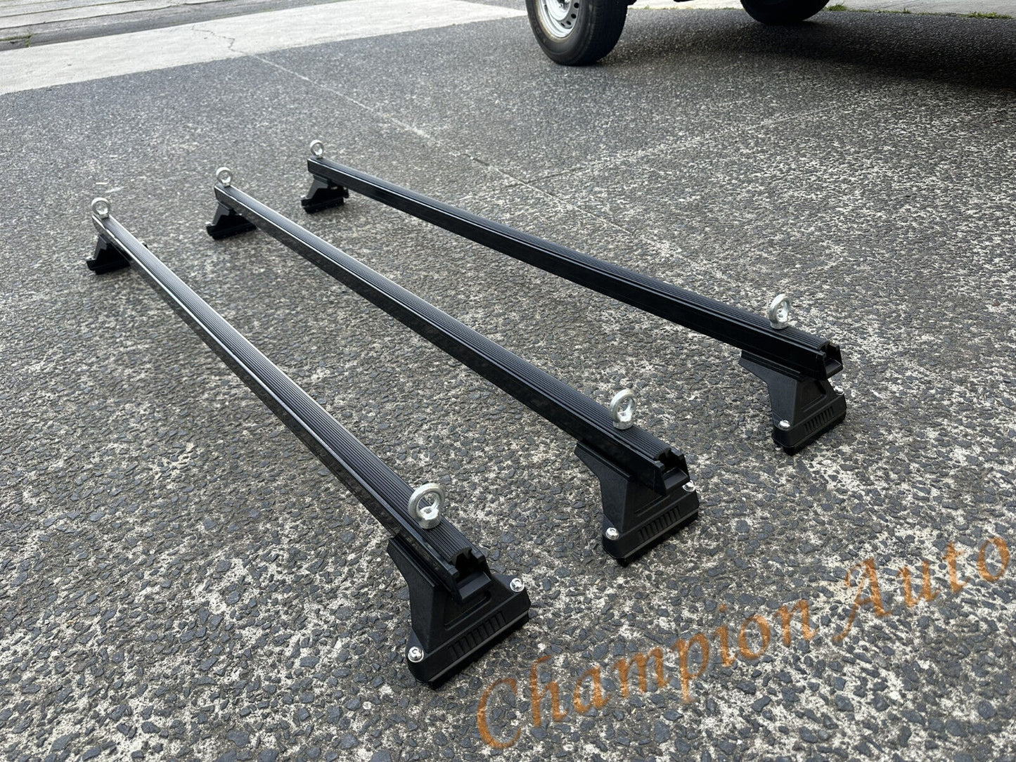 Black HEAVY DUTY Roof Racks Cross Bars X3 for Toyota Hiace LWB 2019-2024