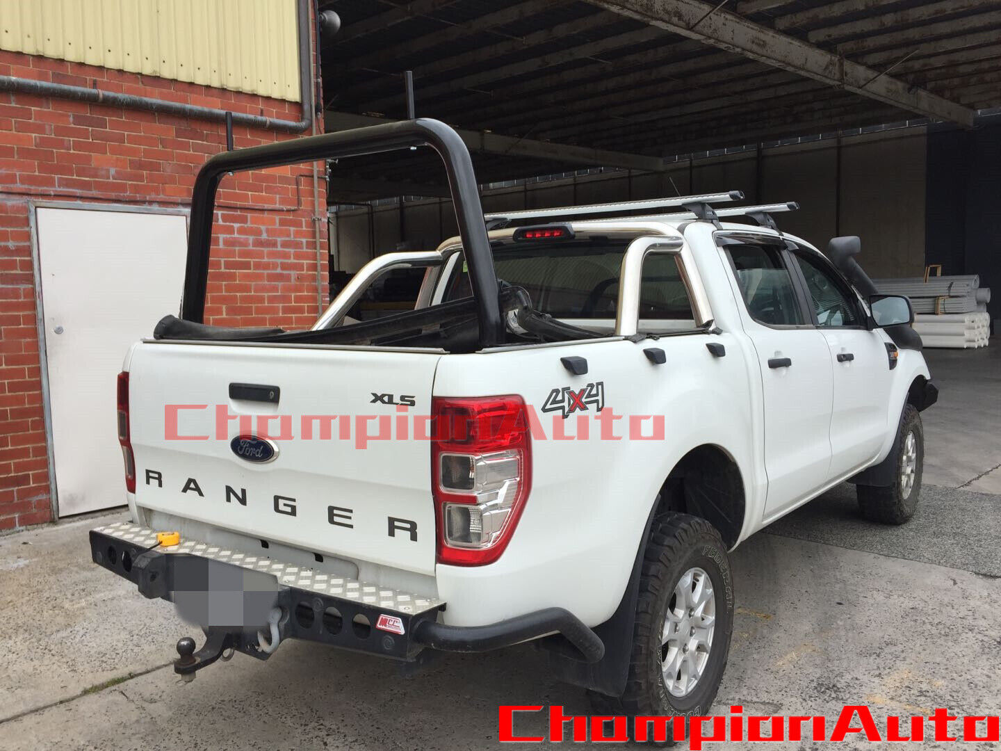 Black Steel Ladder Rack + Extension Bar for Ford Ranger 2012-2021