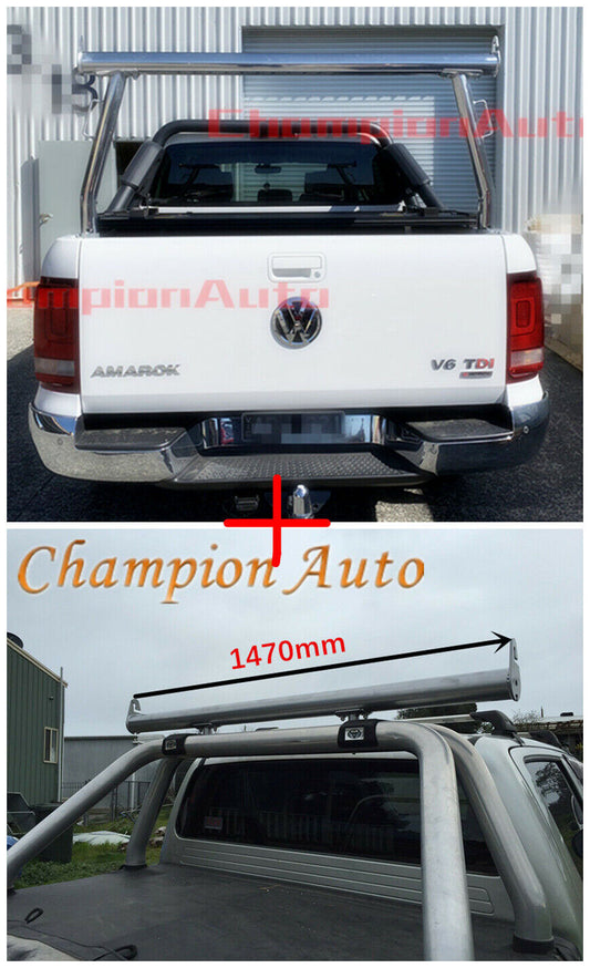 Polished Silver Alloy Ladder Rack WITH Extension Bar for VW Amarok 2010-2022
