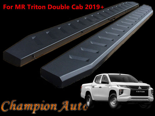 Double Cab Side Steps Black Powder Coated Steel FOR Mitsubishi Triton MR 2019+