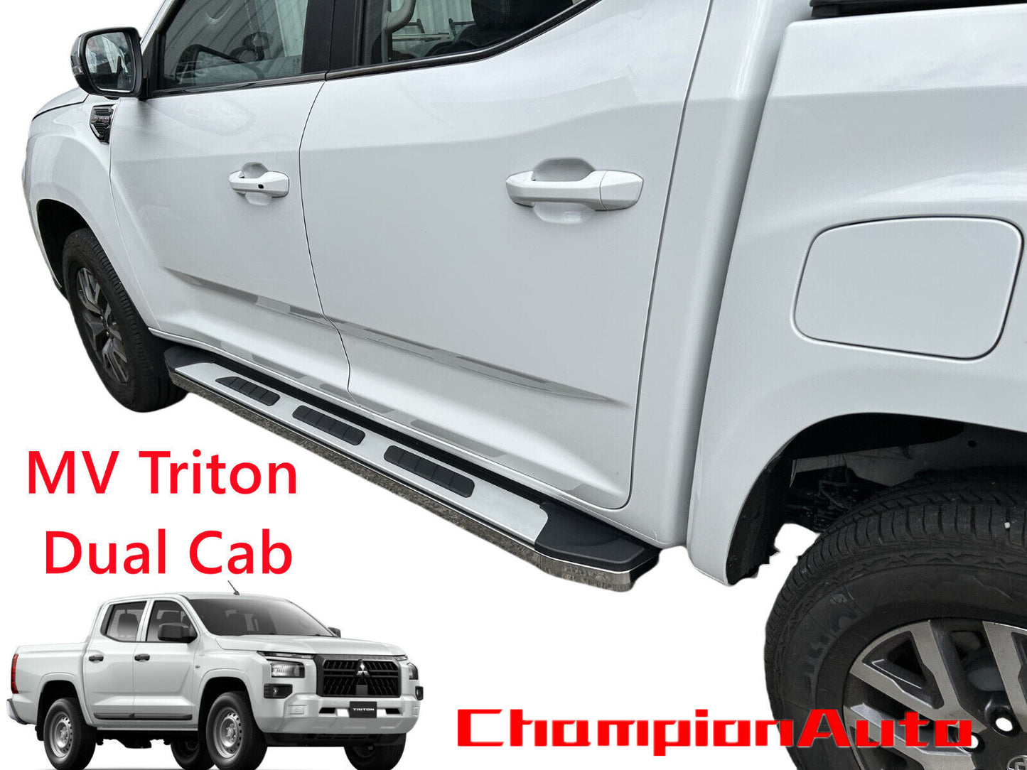 A PAIR Alloy side steps For All-New Mitsubishi MV Triton Dual Cab 2024+(CMP15)