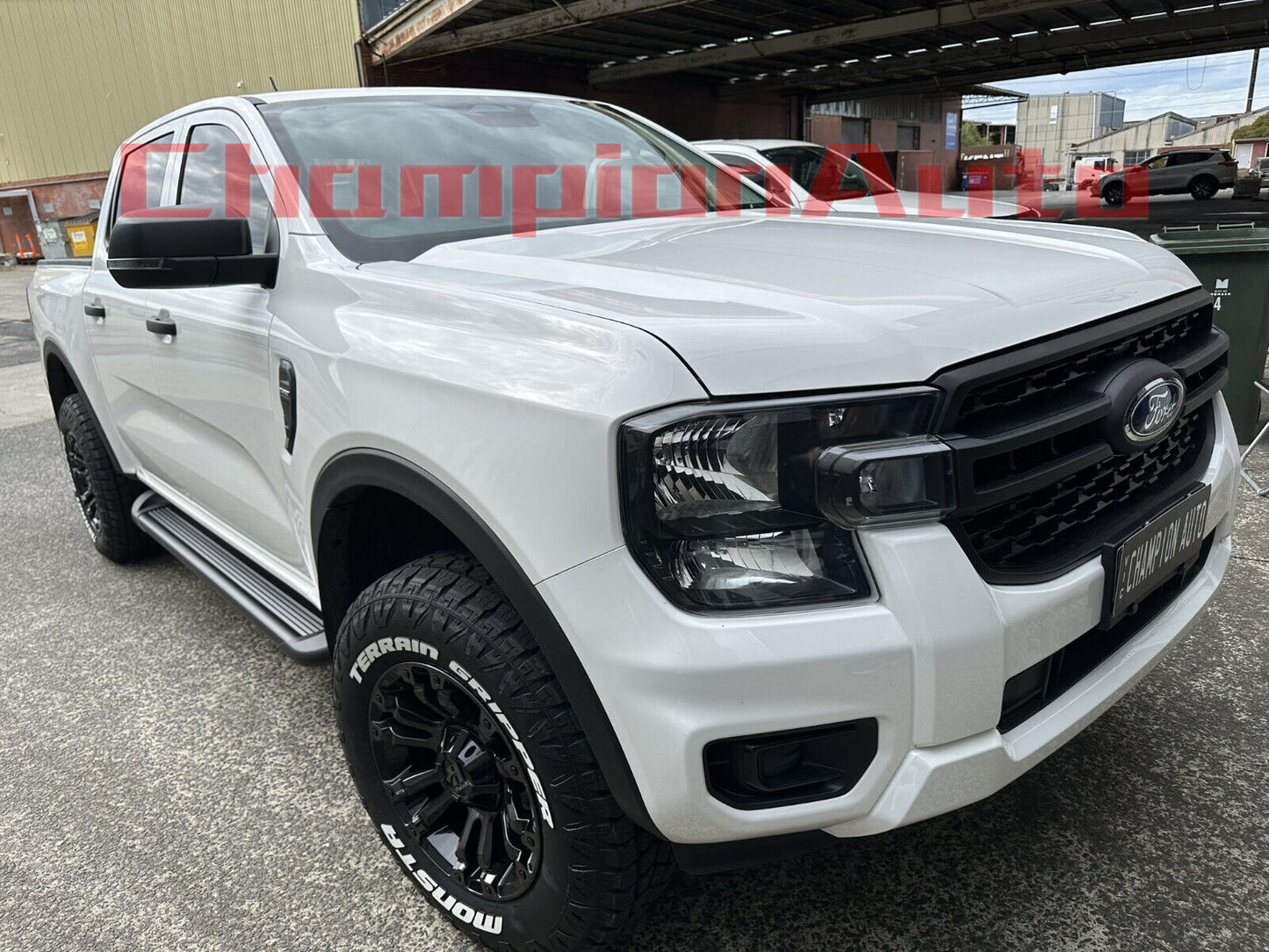 A PAIR Black Side Steps For NEXT GEN Ford Ranger Dual Cab 2022-2024 (CBB)