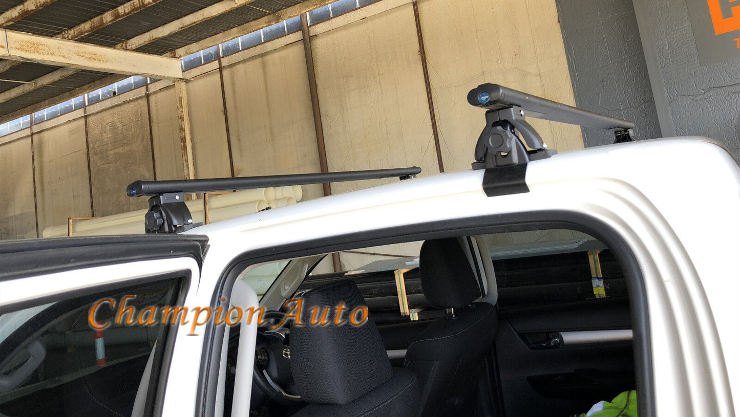 Black Roof Racks Aluminum Two Cross Bars 142cm fit Toyota Hilux 2005-2024