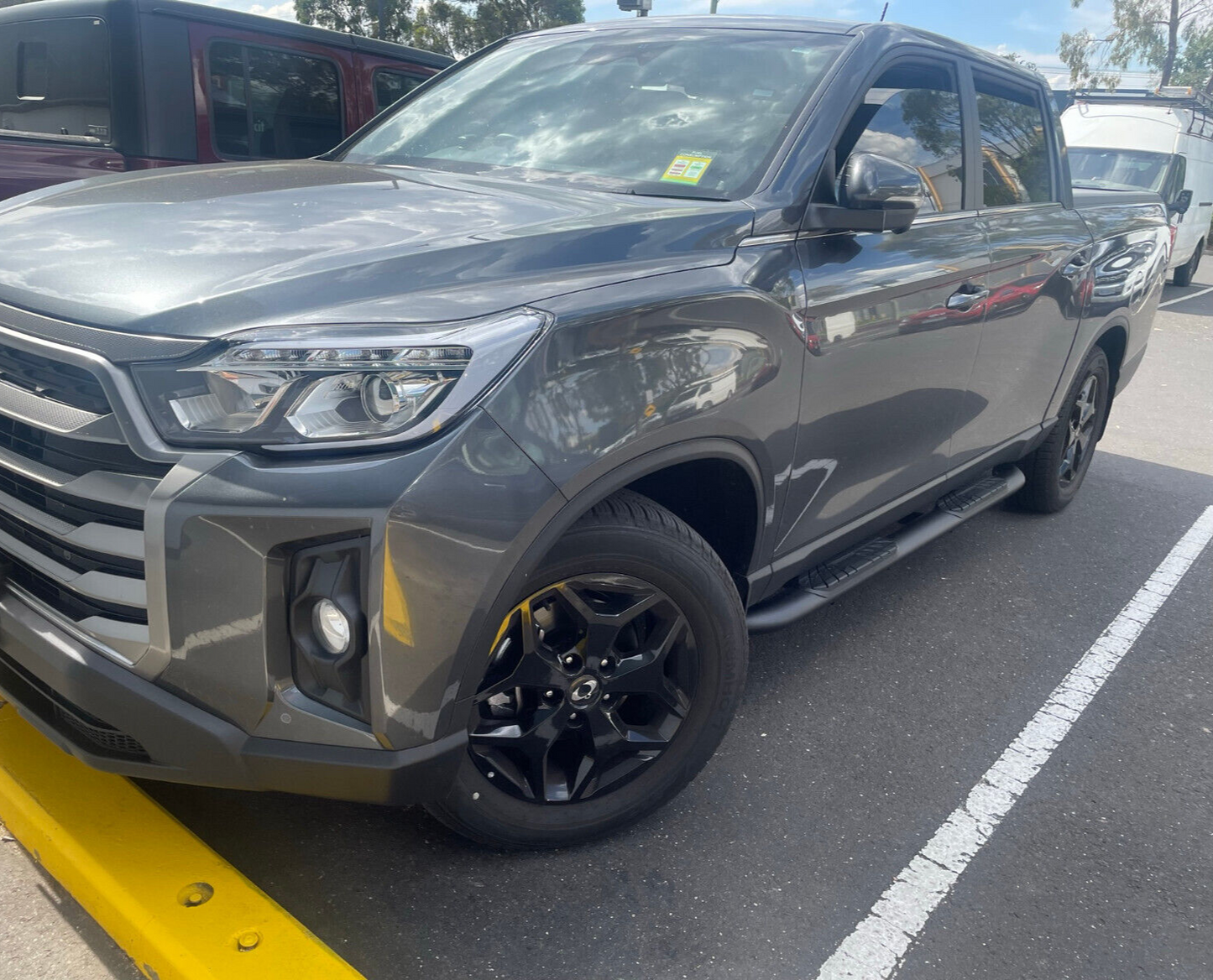 Black Steel Heavy Duty Side Steps for SsangYong Musso Dual Cab 2018 - 2024