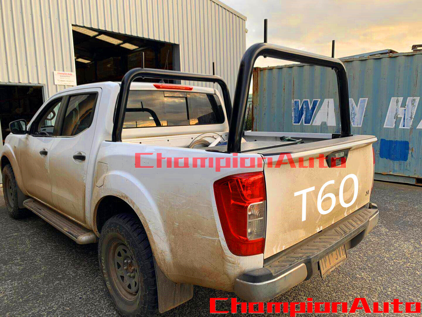 A pair of 3" Black Powder Coated ladder rack for LDV T60 Dual Cab Tub