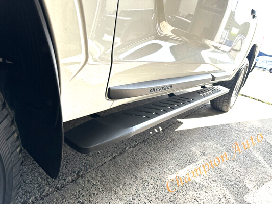 A Pair Black Steel side steps FOR All-New Mitsubishi Triton MV Dual Cab 2024+