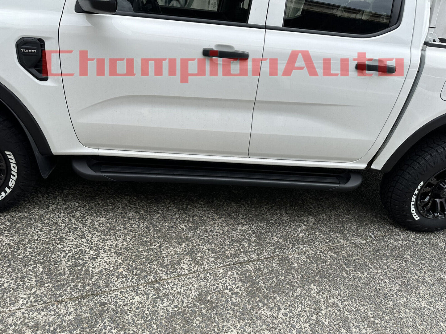 A PAIR Black Side Steps For NEXT GEN Ford Ranger Dual Cab 2022-2024 (CBB)