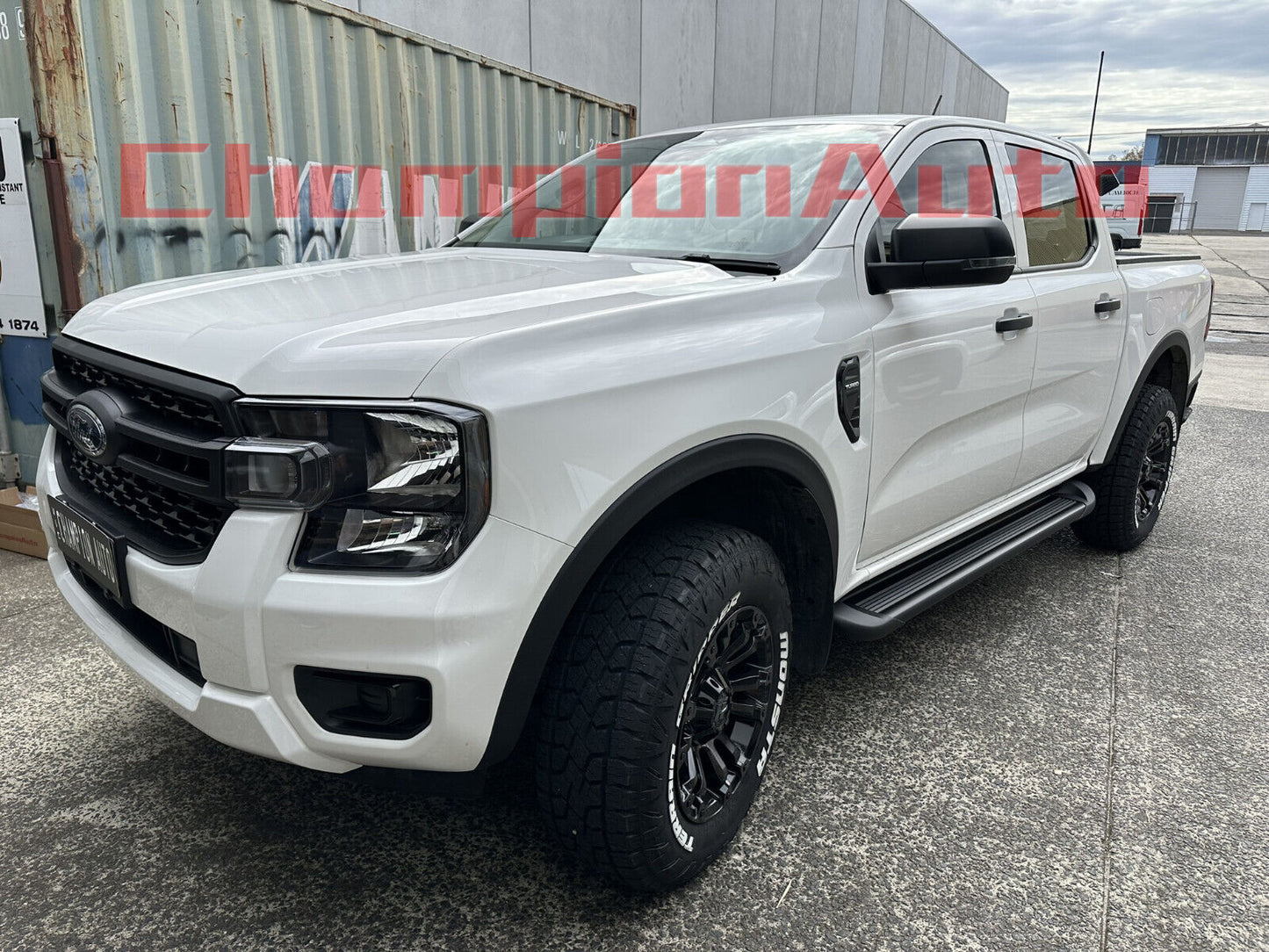 A PAIR Black Side Steps For NEXT GEN Ford Ranger Dual Cab 2022-2024 (CBB)